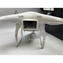 DJI Phantom 2 Vision Plus 3.0 drone, with controller, battery pack, blades, chargers and other accessories in fitted foam lined hard plastic case