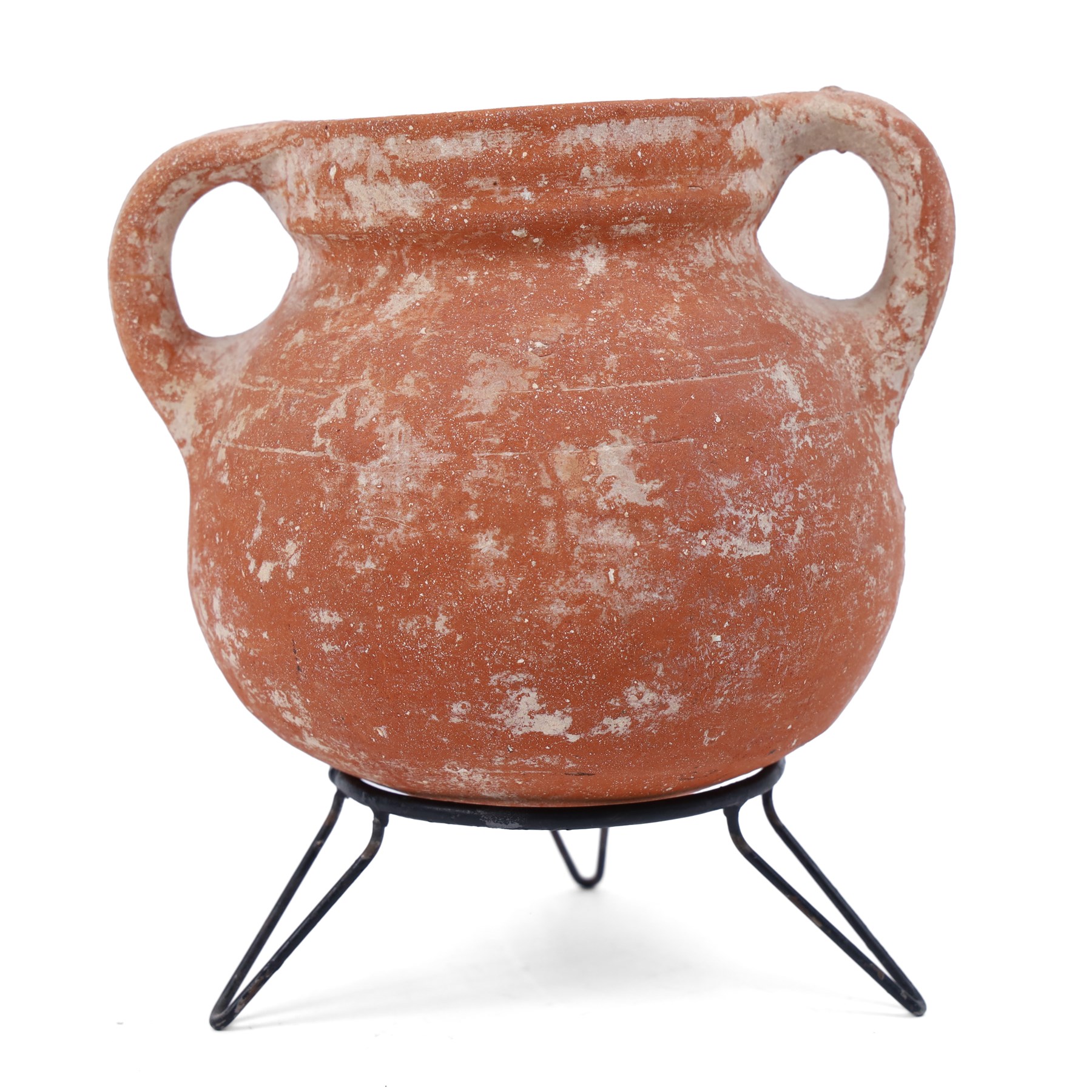 Second Israelite period terracotta twin handled cooking pot, H12cm