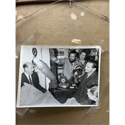 John Walton (British 1925- 2023): Portrait of a Lady with Pearl Necklace, oil on board signed and dated '50, possible corresponding photograph verso 40cm x 30cm 