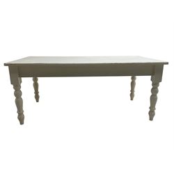 Painted pine table, single drawer