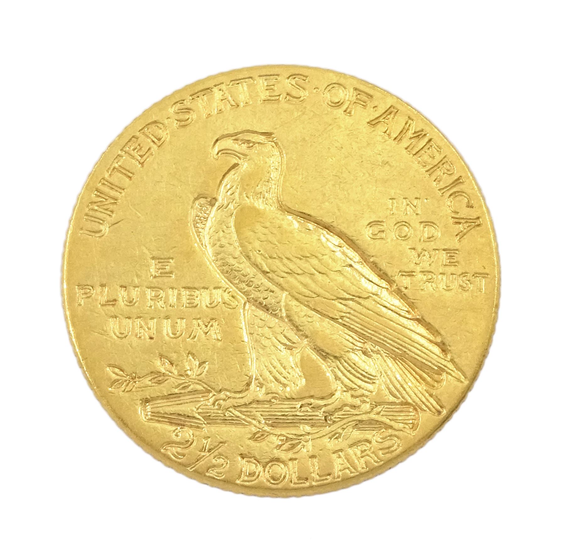 United States of America 1908 Indian head gold two and a half dollar coin