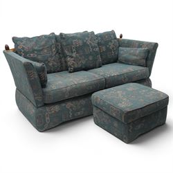 Edwardian design Knole-type drop-end two seat sofa, of traditional shape with hinged drop ...