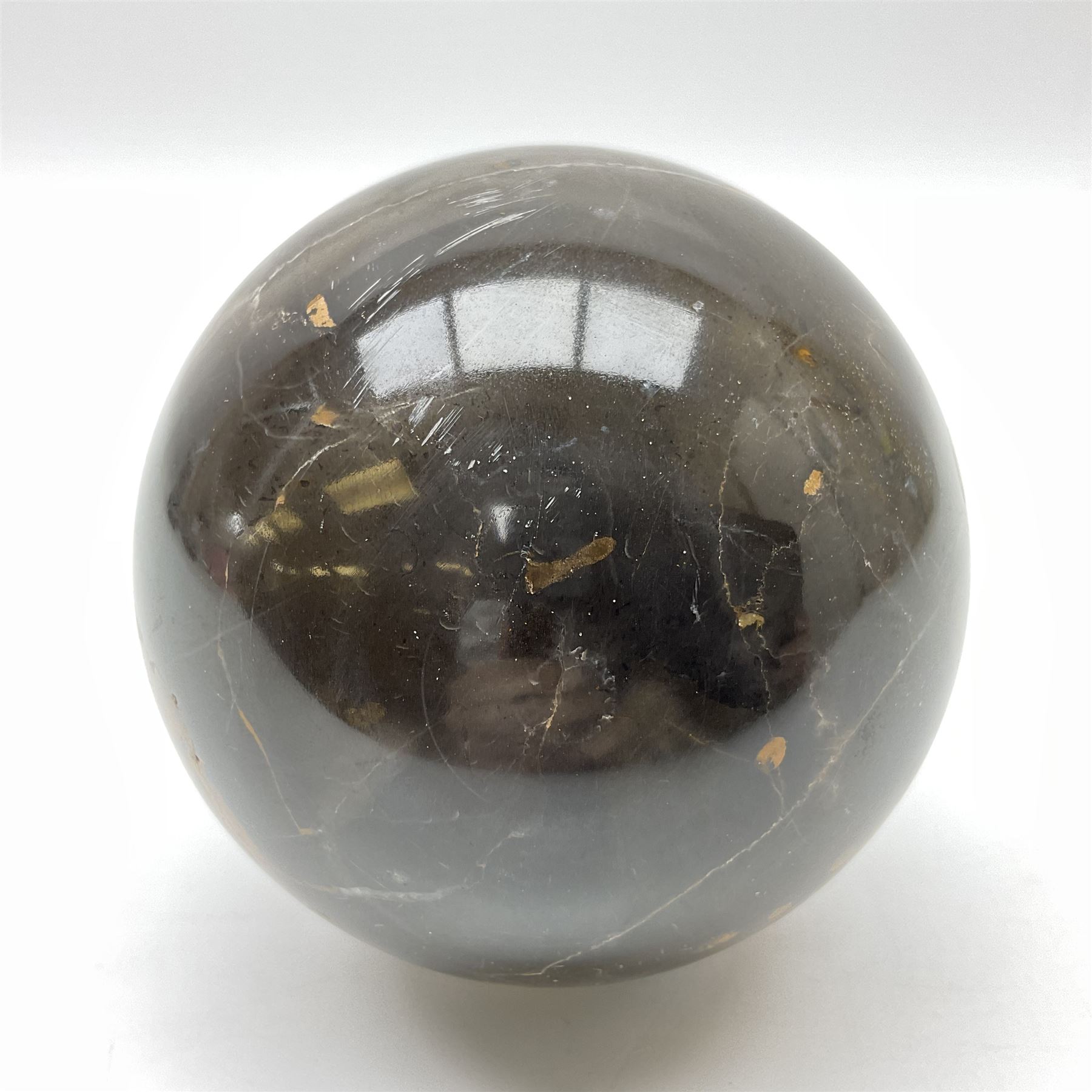 Brown mottled marble sphere,  with earthy undertones, D10cm
