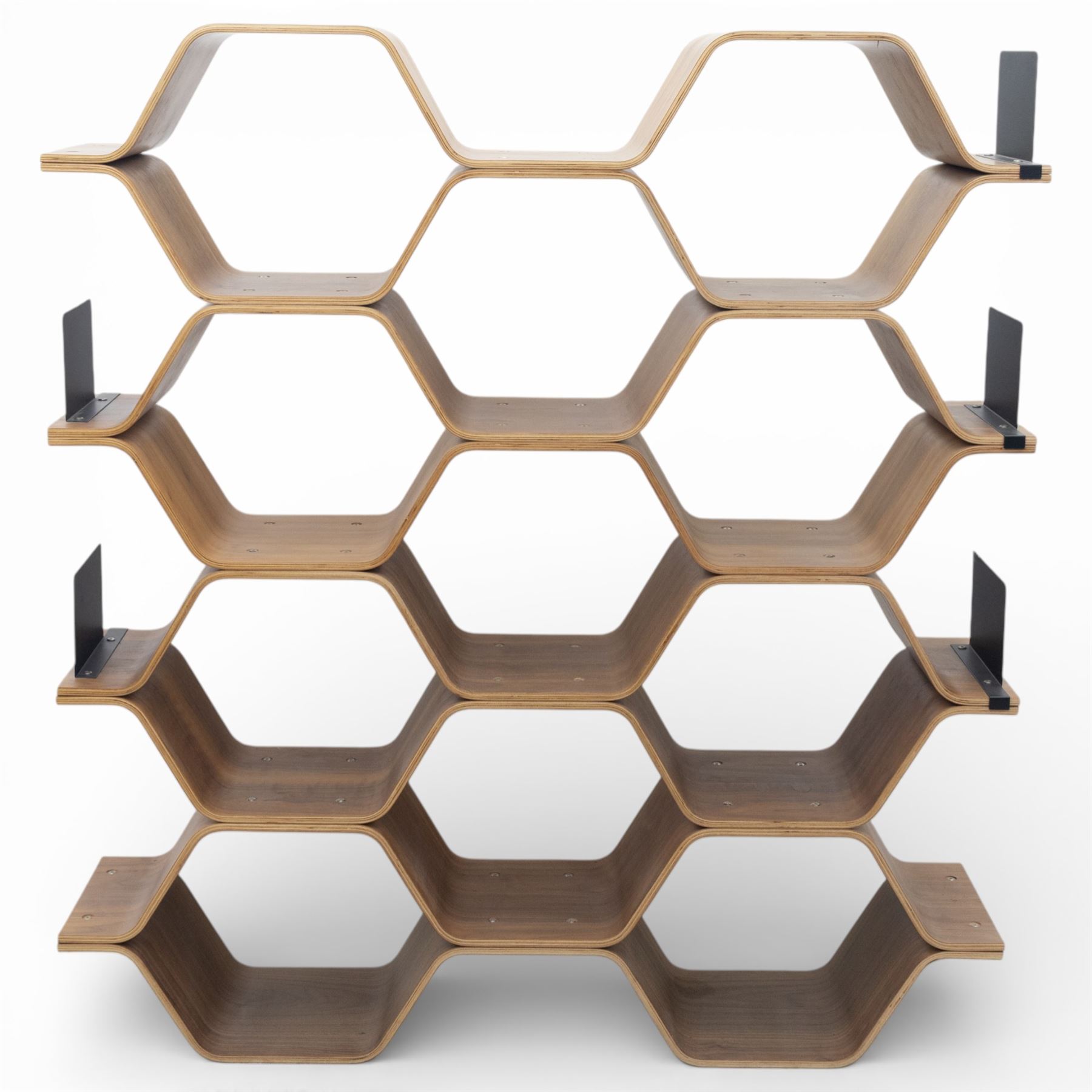 Made.com - Luka Stepan (1980-) 'Polygon' shelving unit, a contemporary walnut veneered room divider bookcase