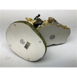 Border Fine Arts, swimming otter, together with three country artists figures, mice on candle stick, mice on garden tap, mice in cap, otter H26cm