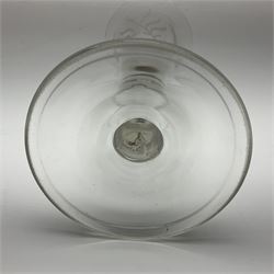 Georgian ale glass, the bowl of tapered form with fluted rim, etched with hops and barley, upon slightly tapering stem and circular domed and folded foot, H30.5cm