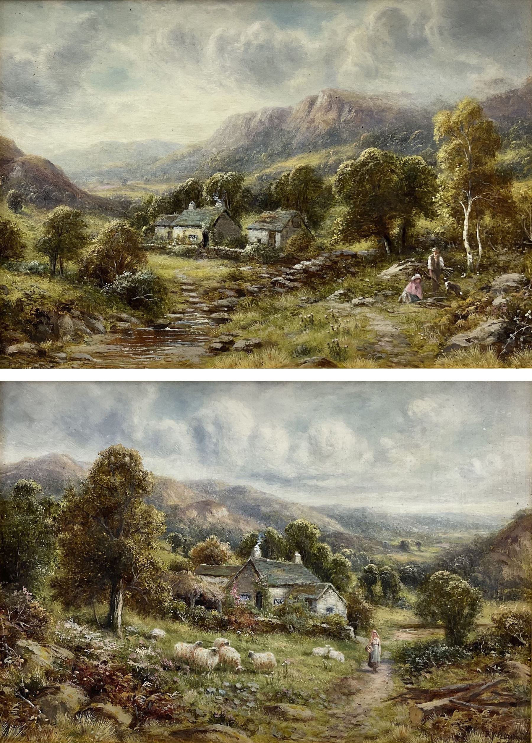 Robert John Hammond (British 1879-1911): Upland Cottages, pair oils on canvas signed 24cm x 34cm (2)