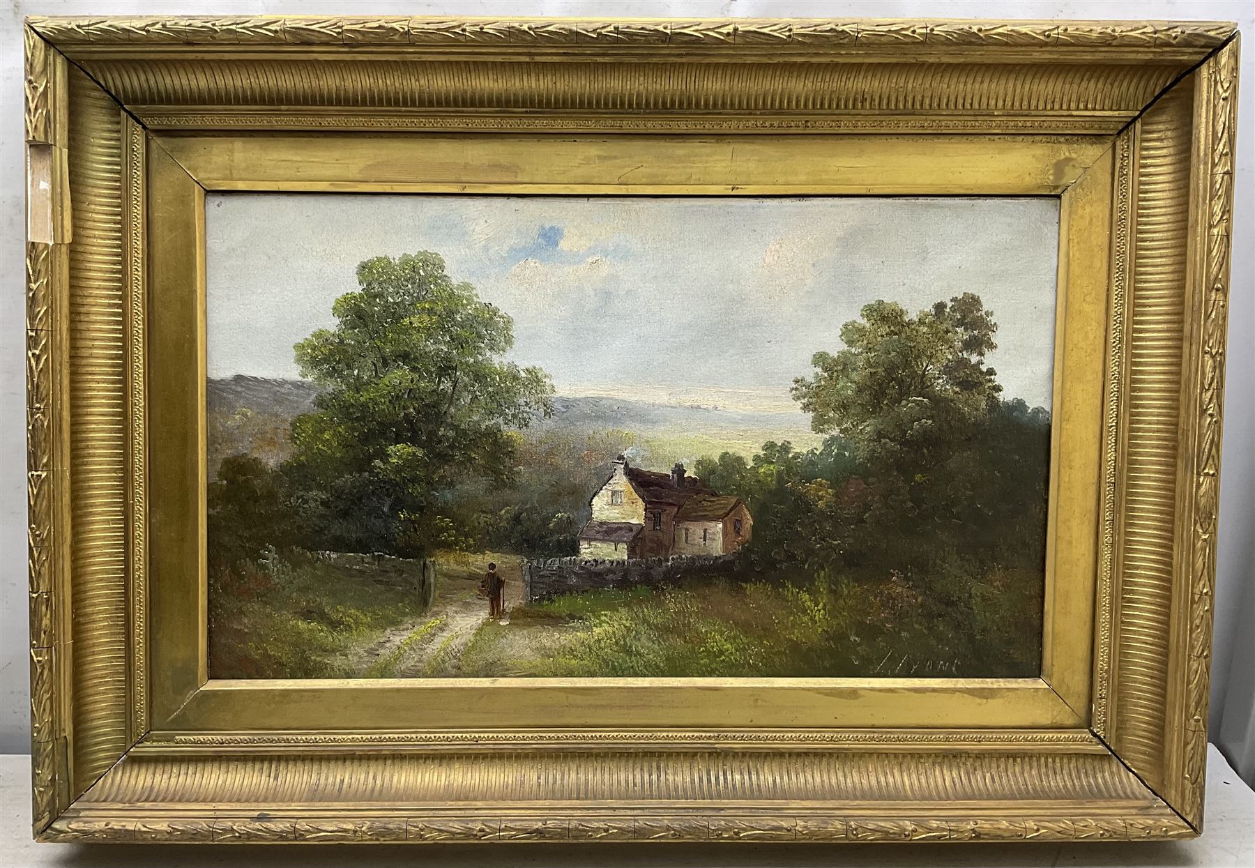 L Lyons (British 19th Century): Heading Home, oil on canvas signed 34cm x 59cm 