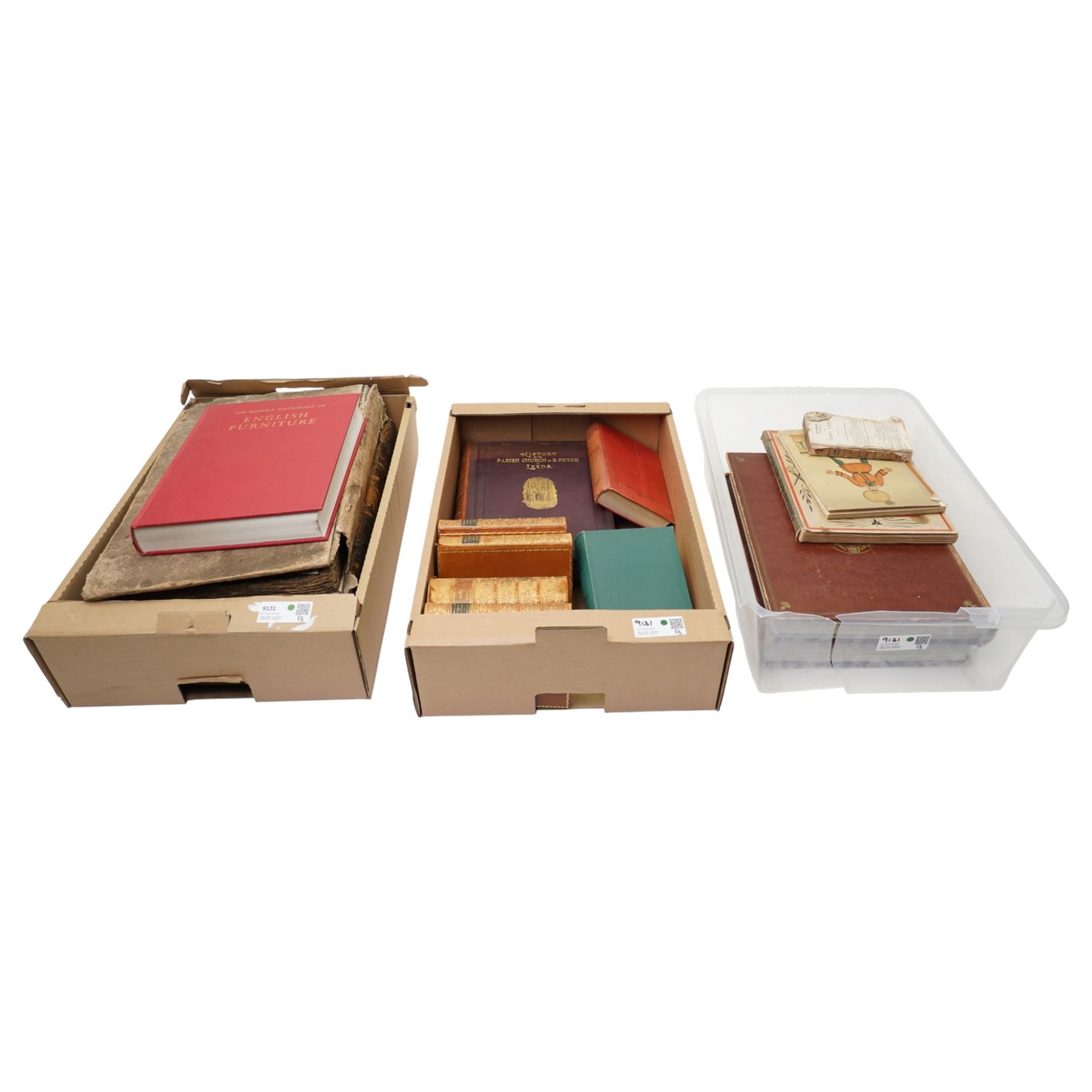 Rusby, James - 'History of St Peters Leeds' 1896 limited edition 133/350, 'International Exhibition of Chinese Art 1935-6', various leather bound and other books