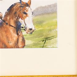 Diego Ferrer (Argentinian Contemporary): Gauchos on Horseback, set of three watercolours signed and variously dated, each approx. 22.5cm x 14.5cm (3) (one unframed)