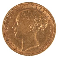 Queen Victoria 1872 gold full sovereign coin