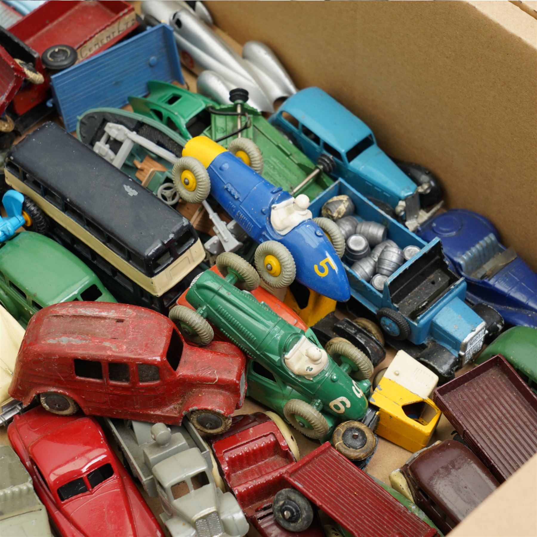 Collection of die cast model vehicles including Burago Jaguar 'E', Corgi, Dinky, Matchbox etc