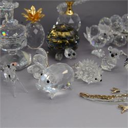 Collection of  Swarovski and similar figures, including Seal, Cockerel, Koala, Turtle etc 