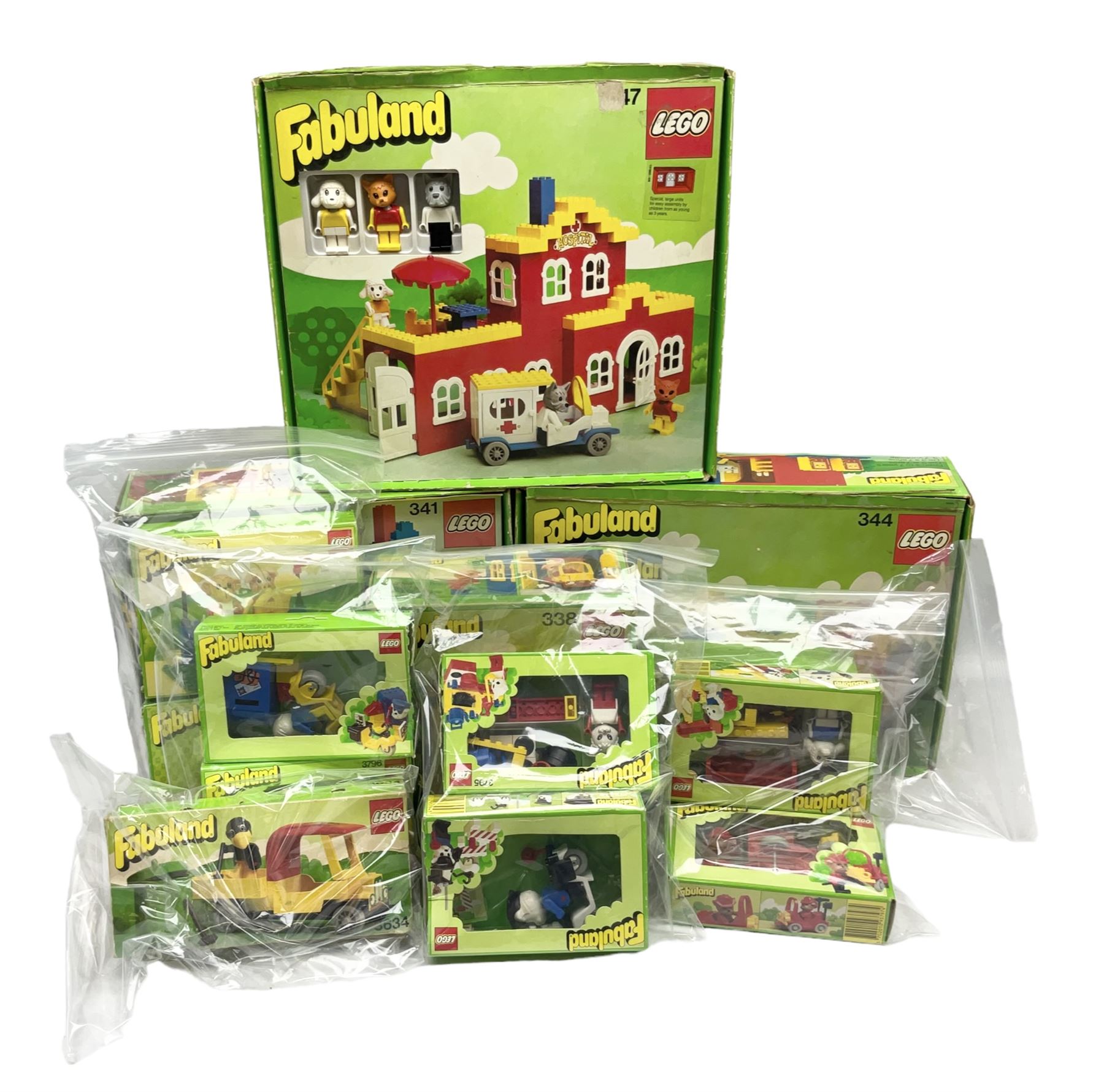 Lego Fabuland - fourteen 1979/80s sets/kits nos.338,341, 347, 3631, 3633, 3636, 3792, 3793, 3794, 3795, 3796 and 3797; all boxed (14) - Toys & Models