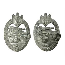 Two WW2 German Panzer Assault/Tank Battle badges - both with traces of silvering; one marked R.K. (Richard Karneth), the other marked A.S. (Adolf Scholze) (2)