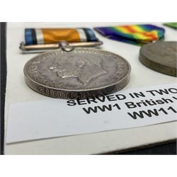 WWI pair of medals comprising British War Medal and Victory Medal awarded to 2nd Lieutenant C.T. Draper; and WWII Defence Medal awarded to Captain C.T. Draper with War Office letter of confirmation; all with ribbons (3)