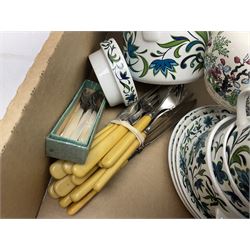 Wedgwood and Coalport 'Countryware' pattern ceramics, to include teapot, toast rack, napkin rings, jug, oval dish, sauce boat and saucer, etc, together with other ceramics to include Hornsea Fauna vase, Sylvac Apple Blossom pattern bowl, Sylvac jug in the form of a sack, no. 406, two Nao figures, tea wares, silver plated cutlery etc