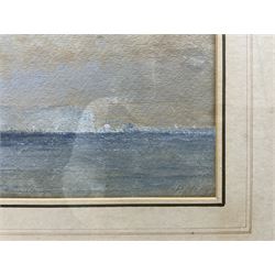 Paul Marny (French/British 1829-1914): Coastal Landscape, watercolour with scratching out signed 14cm x 40cm 