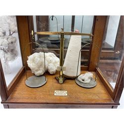 Collection of textile equipment, comprising, Goodbrand & Co. mahogany and brass yarn tester, Negretti & Zambra barograph and two sets of precision scales