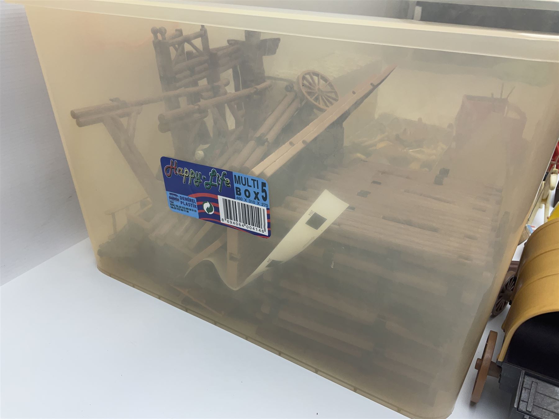 Collection of Playmobile Cowboys and Indians plastic figures, teepees, covered wagon etc