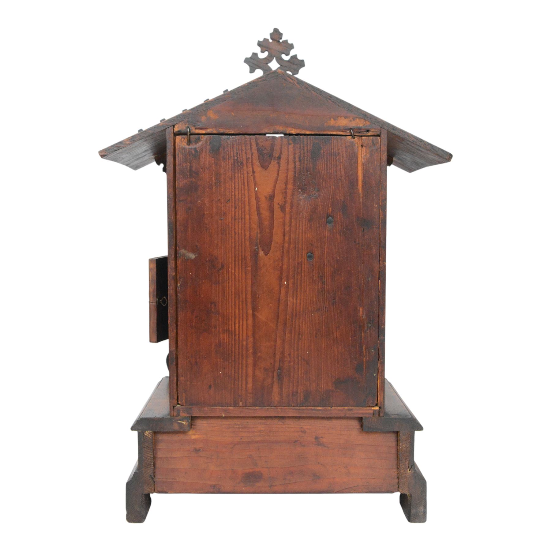 19th century Black Forest cuckoo mantel clock with carved architectural case, with eight day gong striking movement