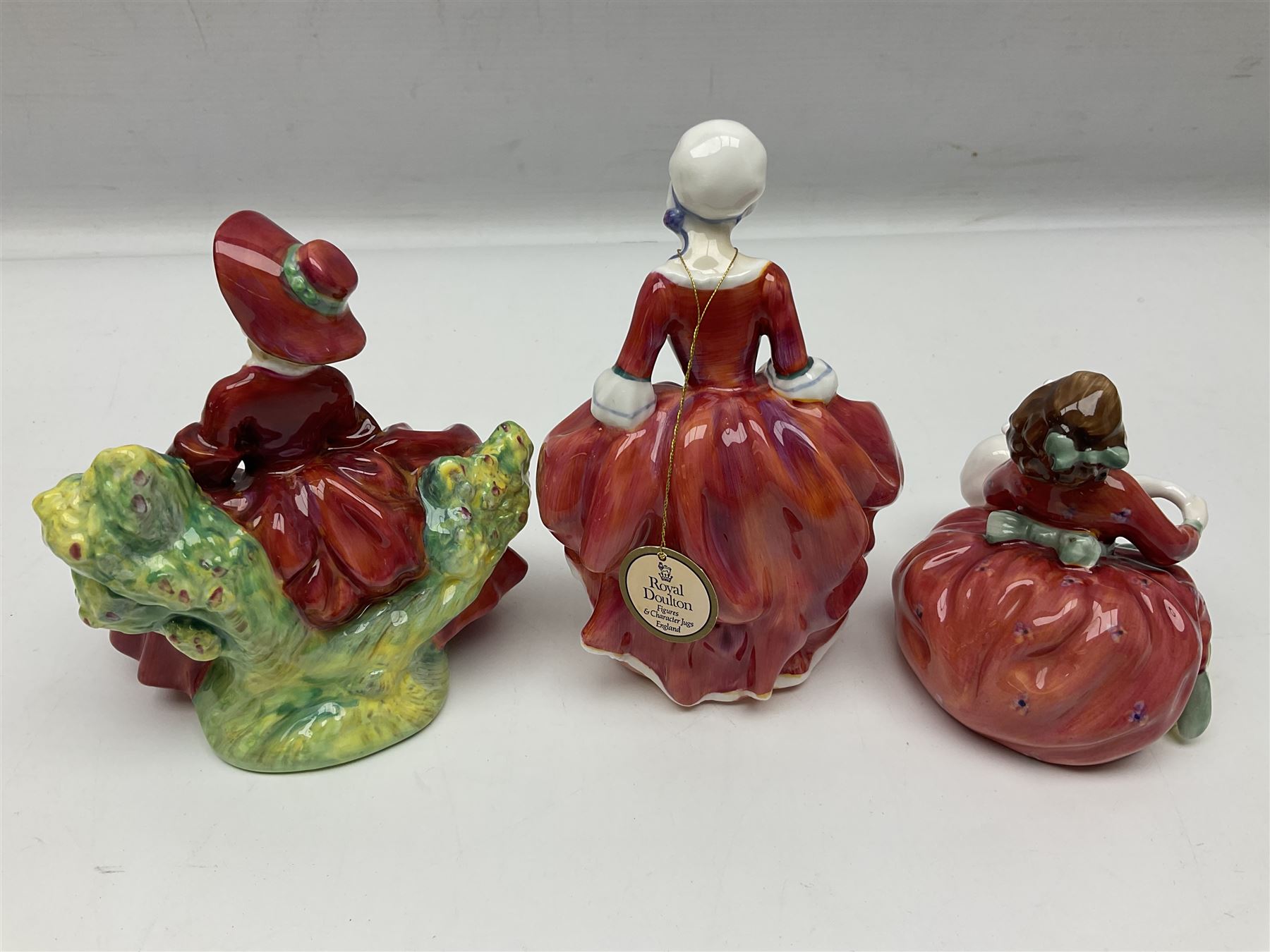 Ten Royal Doulton figures, to include Lydia HN1908, Goody Two Shoes HN2037, May HN2746, A Single red Rose HN3376, etc, nine with original boxes 