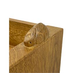 'Rabbitman' oak bookcase, fitted with three adjustable shelves, the top carved with rabbit signature, by Peter Heap of Wetwang