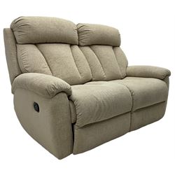 La-Z-boy - two-seat manual reclining sofa upholstered in neutral beige fabric