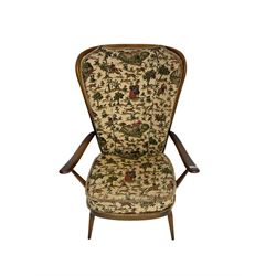Ercol - mid-20th century 'Tall Back Easy Chair', with upholstered seat and back cushion