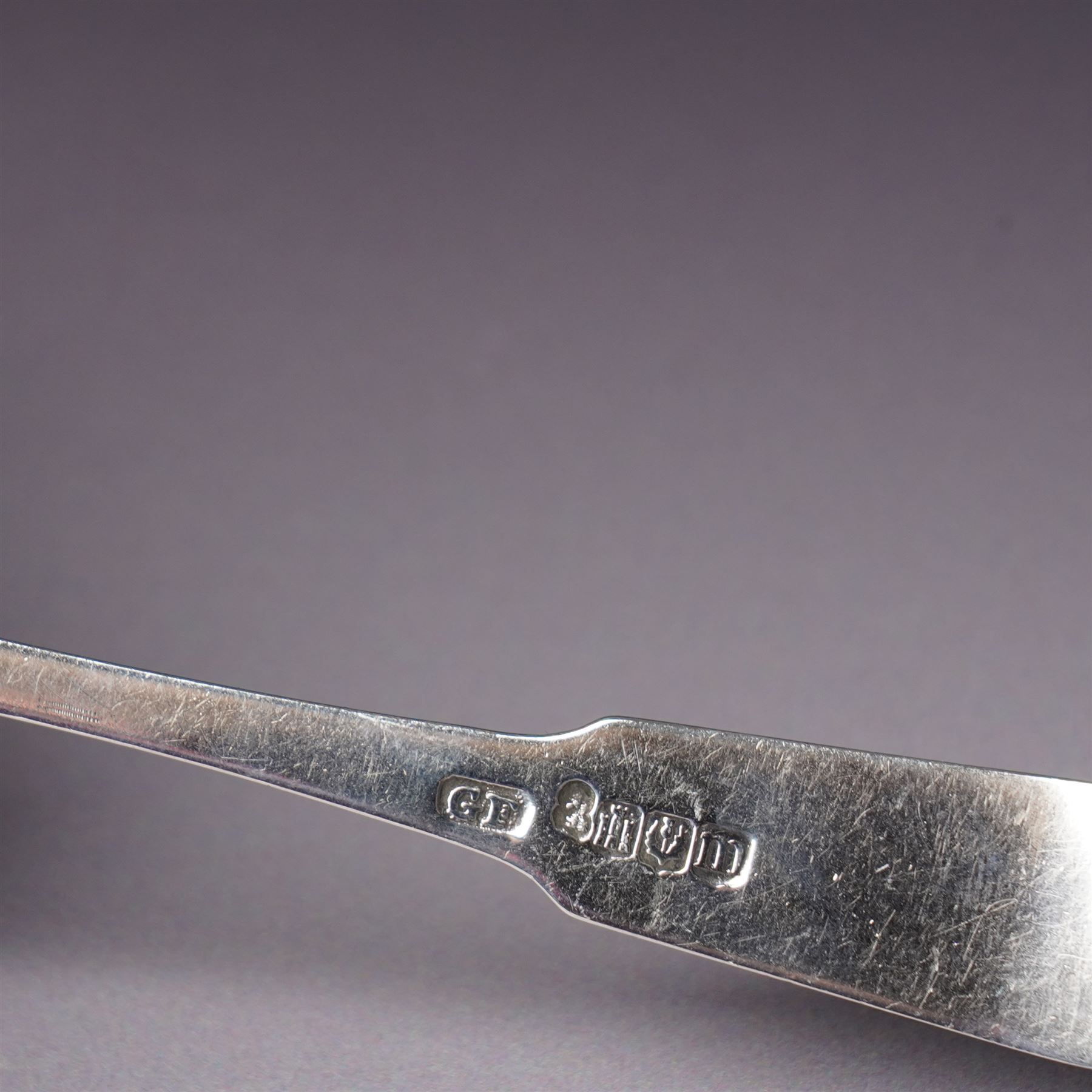 Set of six George III silver fiddle and shell pattern  teaspoons Edinburgh 1818 Maker George Fenwick