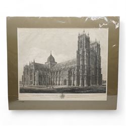After John Hornsey (British 18th/19th century): 'A South View of Scarborough', sepia  aquatint engraving by W Green pub. c.1795, 52cm x 57cm; Frederick C Lewis (British 1779-1856) after John C Buckler (British 1770-1851): 'North-West View of Beverley Minster - Yorkshire', aquatint engraving pub. c.1816, 46cm x 61cm (2)