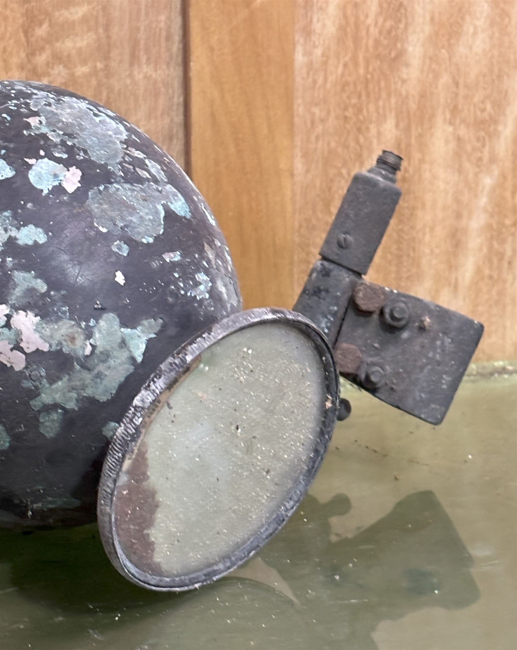 Collection of items of early motor car interest, including a headlight with integrated rear view mirror and bracket, a pair of gauges, one amps and one volts, headlights etc (6) - COLLECTION BY APPOINTMENT FROM: The White House, Thirsk Road, Easingwold, York, YO61 3NF - CALL 01723 507111 TO ARRANGE