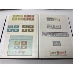 Thematic stamp collection relating to satellites, telecommunications and space from various Countries including Angola, Antigua, Ascension, Australia, Bahamas Barbados, Bhutan, British Virgin Islands, Denmark, Ecuador, Israel etc, a mint and used collection housed in three stockbooks