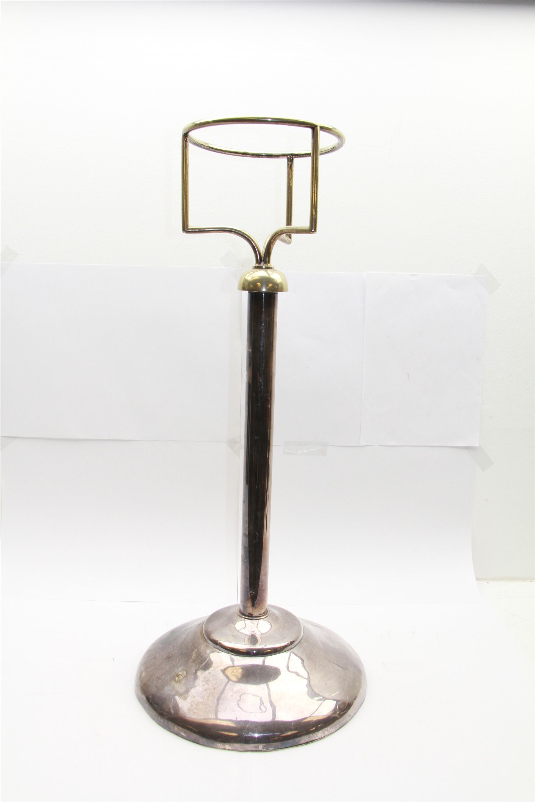 Plated metal wine cooler stand with weighted base H72cm