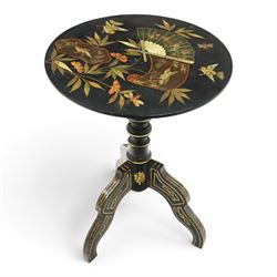 Late Victorian Aesthetic Movement ebonised and parcel-gilt lacquered occasional table, the...