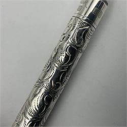 Silver Yard-o-Led Viceroy ballpoint pen, the foliate engraved barrel and cap hallmarked Birmingham 2004 and stamped 925, L11cm