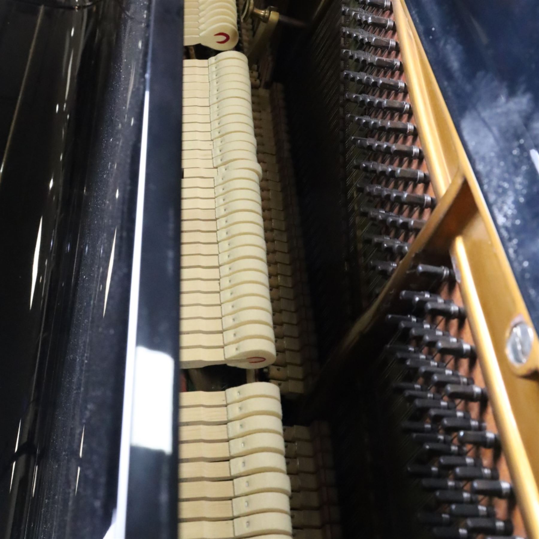 Bösendorfer model 130 upright piano, circa 1941, 88 ivory and ebonised keys within black high gloss polyester case, serial no. 26442