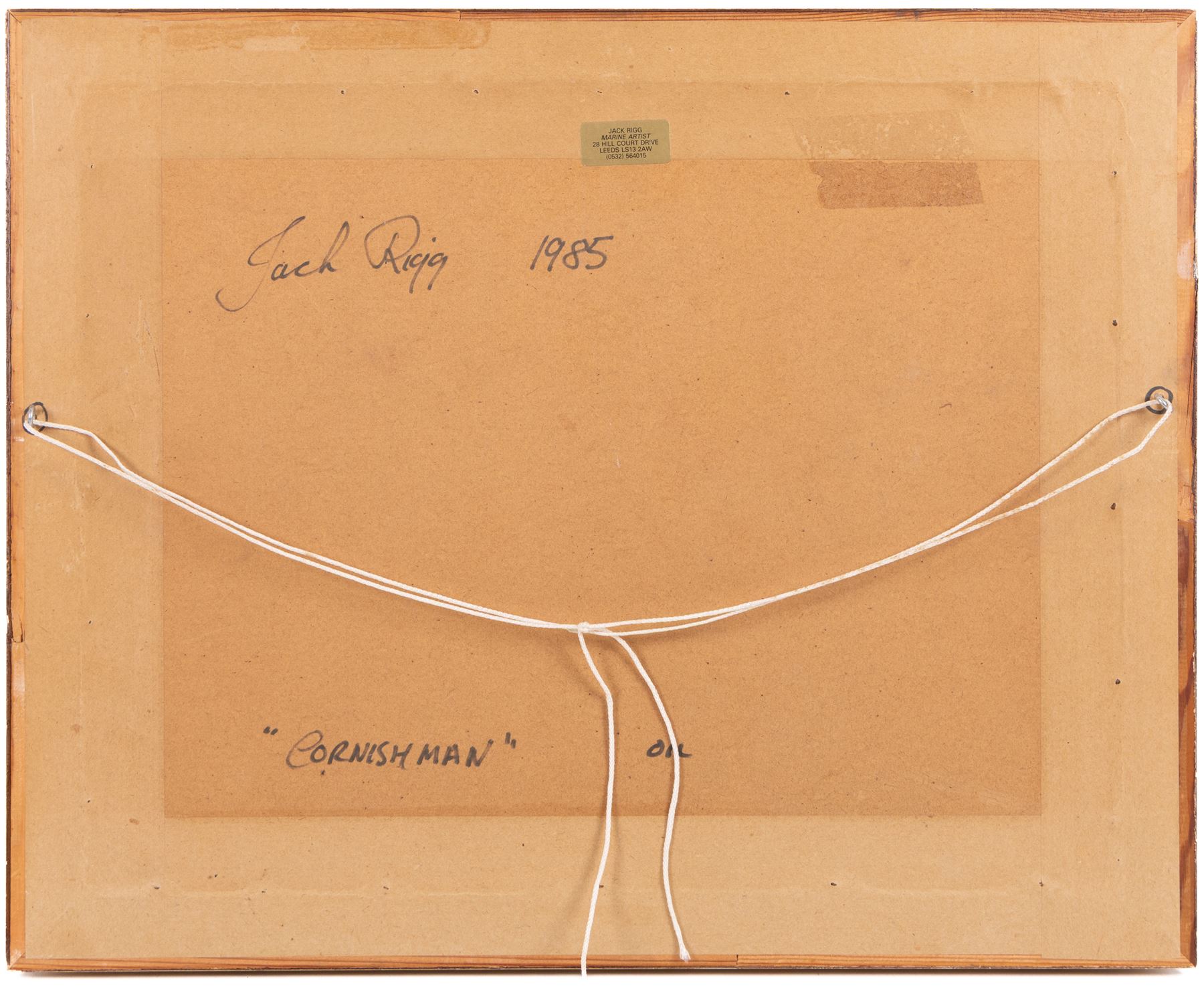 Jack Rigg (British 1927-2023): 'Cornishman', oil on canvas board signed, titled and dated 1985 verso, 34cm x 44cm