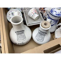 Everhot tea set, comprising of teapot, milk jug and sucrier, two Dr Nelson inhaler, together with other ceramics and collectables, in three boxes 