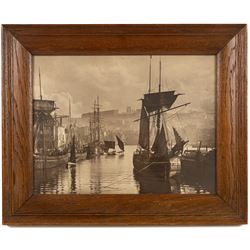 Frank Meadow Sutcliffe (British 1853-1941): 'The Dock End - Whitby', photographic print signed in pencil 22cm x 29.5cm