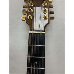 Brazilian Giannini Craviola twelve string acoustic guitar, with Fishman Premium Blend onboard pickup, in fitted hard case 