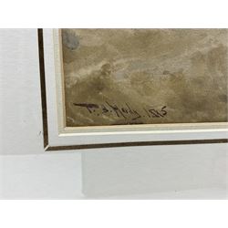 Thomas Bush Hardy (British 1842-1897): Fishing Boats leaving Harbour in Choppy Seas, watercolour signed and dated 1885, 50cm x 35cm