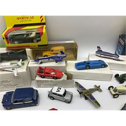 Various makers - fourteen boxed and thirteen unboxed modern die-cast models by Matchbox, Lledo, Corgi etc including Shell Classic Sportscar Collection, racing cars, saloon cars, promotional models, Captain Scarlet etc