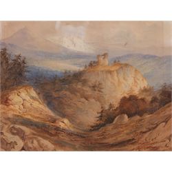 John Varley (British 1778-1842): Ruin on a Hilltop, watercolour signed 34cm x 44cm 