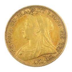 Queen Victoria 1895 gold full Sovereign coin, Melbourne mint