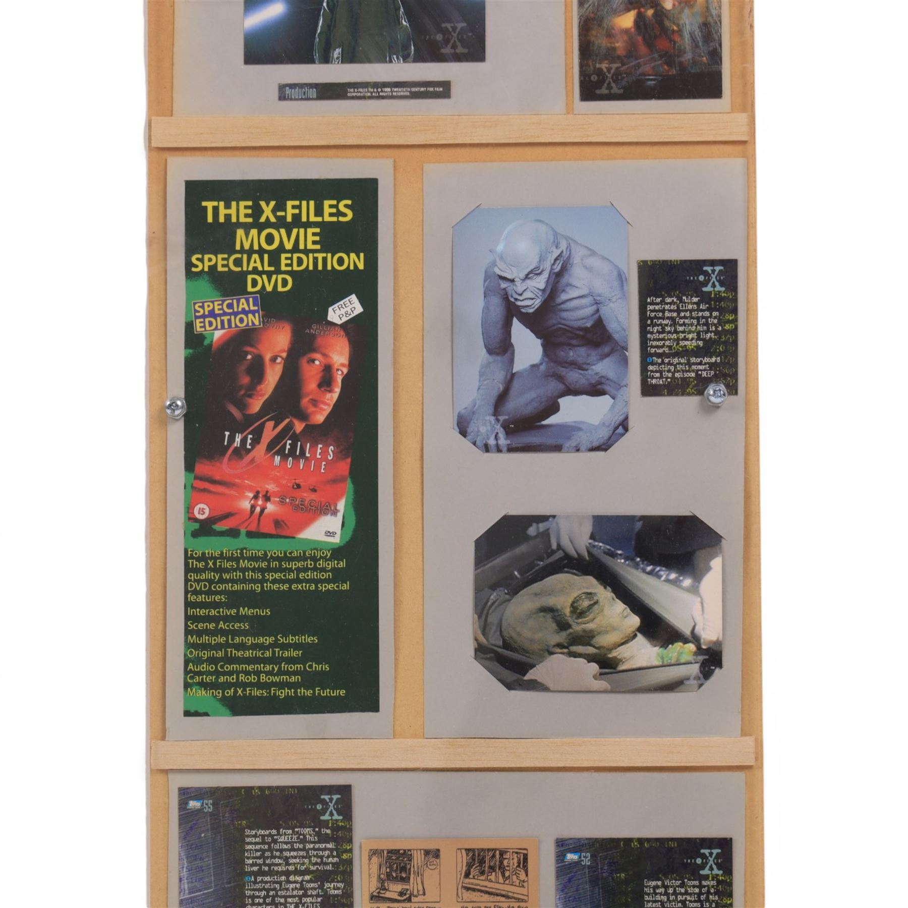 The X Files montage, including cast images, stills and advertisements, within acrylic frame, together with a Judge Dredd montage, including comic cover and comic strips, largest 46x61cm

Notes: This item is from the private collection of Arthur C. Clarke's brother.