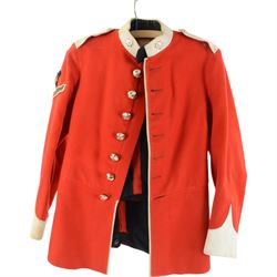 Prince of Wales Own Yorkshire dress tunic and trousers, with drummer badge to right sleeve, jacket H67cm