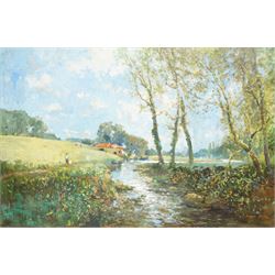 John Barrie Haste (British 1931-2011): Summer in the Country Gardens, oil on canvas signed...