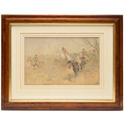 Nathaniel Hughes John Baird (British 1865-1936): Winter Hunting Scene, watercolour signed with monogram 22.5cm x 35.5cm