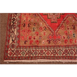  Afshar red ground rug, repeating border, 217cm x 153cm  